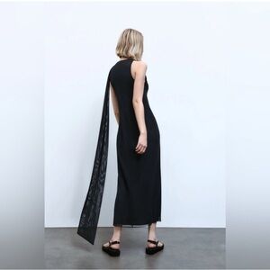 ZARA MIDI DRESS WITH ATTACHED SCARF size M